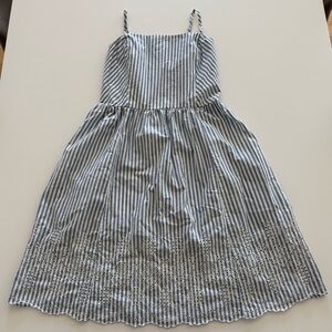 GAP Blue and White Striped Eyelet Hem Cotton Sundress